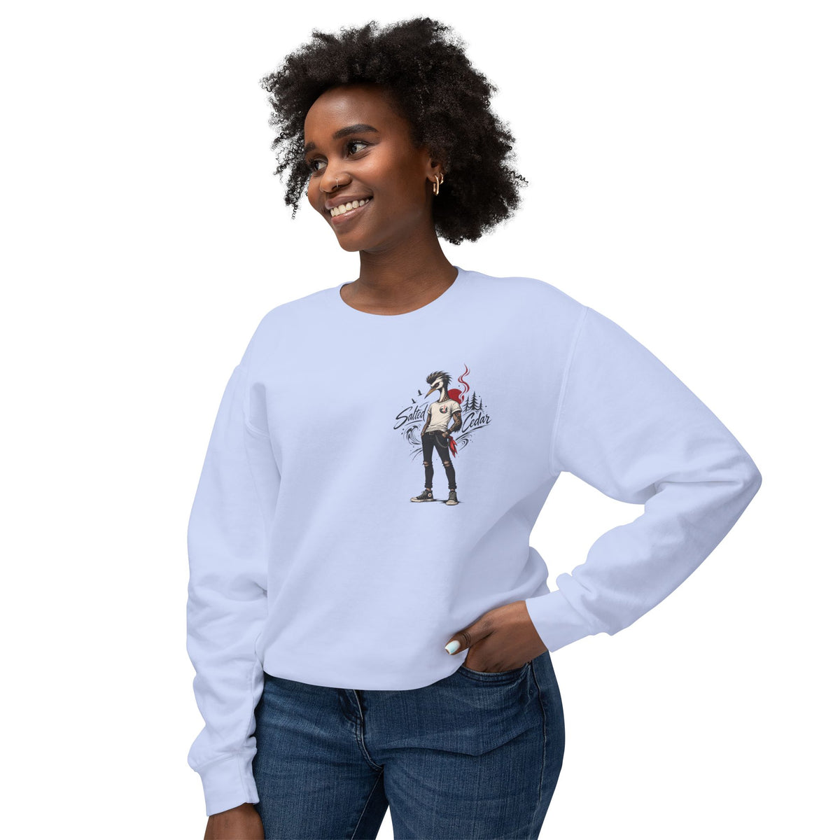 Stylish Streetwear Crewneck Sweatshirt with Vintage Guitarist Graphic