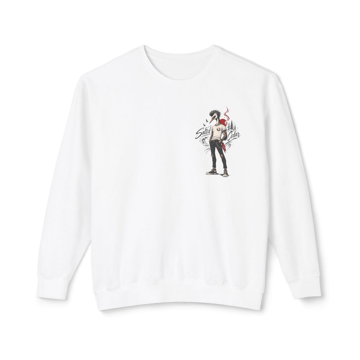 Stylish Streetwear Crewneck Sweatshirt with Vintage Guitarist Graphic