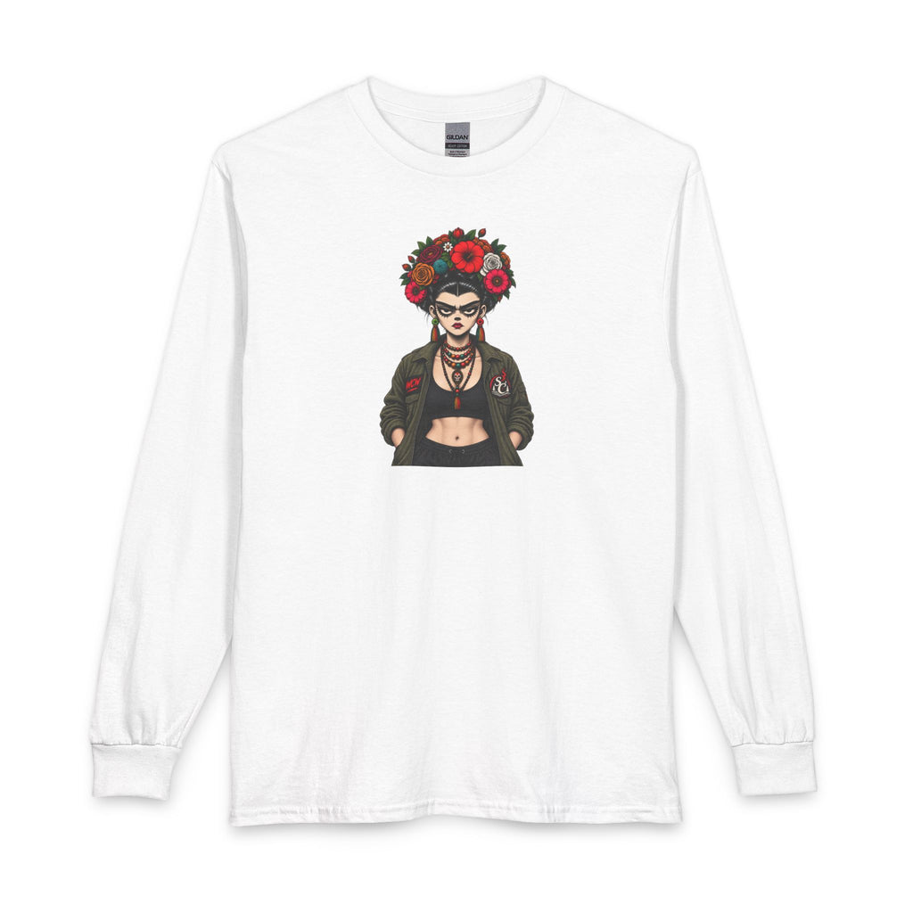 Frida-Inspired Floral Crown Long Sleeve Tee