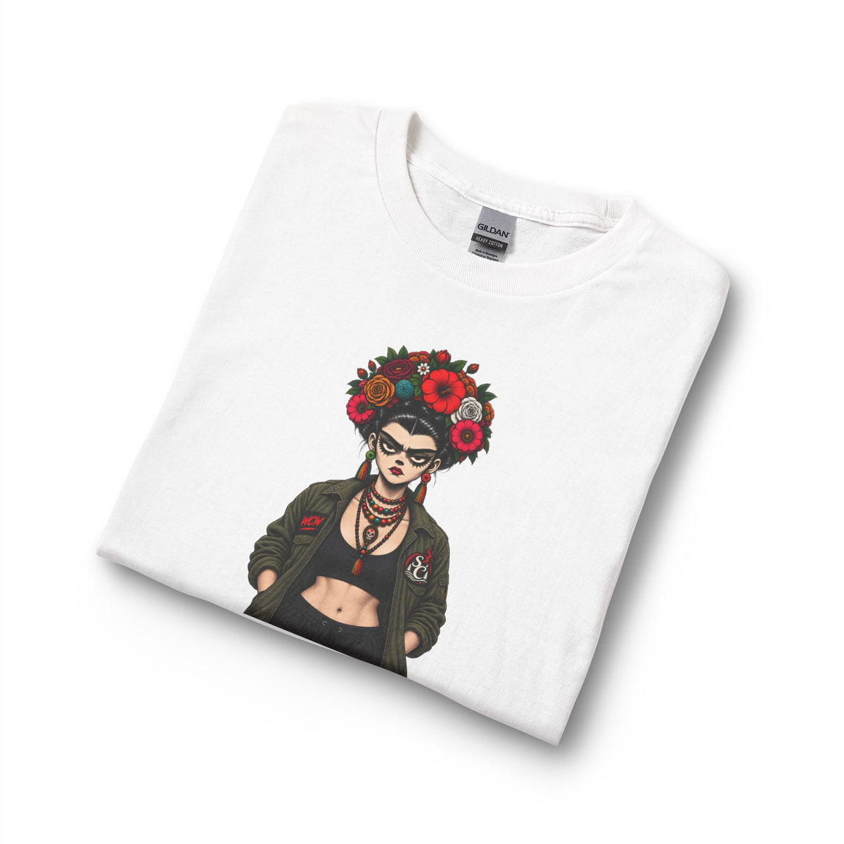 Frida-Inspired Floral Crown Long Sleeve Tee
