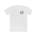 Camping Wolf Tee — Minimal Outdoor Graphic T-Shirt with Pine Trees and Campfire
